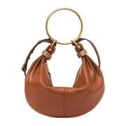 Leren Hobo Tas met Afneembaar Handvat Chloé , Brown , Dames