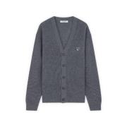 Geribbelde Cardigan met Tonaal Logodetail Maison Kitsuné , Gray , Here...