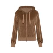 Bruine Sweater met Capuchon en Rits Deha , Brown , Dames