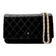 Pre-owned Leather wallets Chanel Vintage , Black , Dames