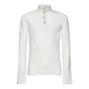 Witte Wol Polo Sweater Bottega Veneta , White , Heren