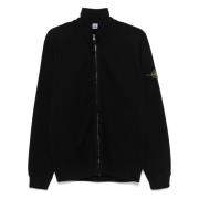 Zwarte Sweater met Volledige Rits Stone Island , Black , Heren