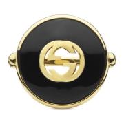 Interlocking ring in geel goud, onyx en diamant Gucci , Yellow , Dames