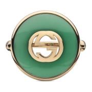 Interlocking ring in roze goud, groene agaat en diamant Gucci , Green ...