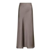 Flatterende Sateen Rok - Warm Grijs Neo Noir , Gray , Dames