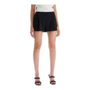 Geplooide wollen shorts met merkband Alexander Wang , Black , Dames