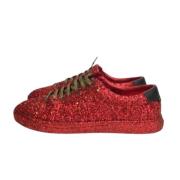 Pre-owned Leather sneakers Yves Saint Laurent Vintage , Red , Dames