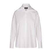 Witte Katoenen Popeline Blouse met Hoge Kraag Fabiana Filippi , White ...