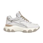 Witte en platina leren sneakers Hogan , White , Dames