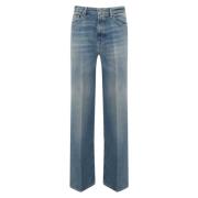 Lage Taille Denim Broek Wijde Pijpen Dondup , Blue , Dames