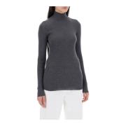 Geribbelde Merino Wol Dolcevita Trui Wardrobe.nyc , Gray , Dames