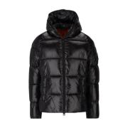 Edgard Zwarte Gewatteerde Hoodie Save The Duck , Black , Heren