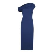 Blauwe One-Shoulder Gedrapeerde Midi Jurk Givenchy , Blue , Dames