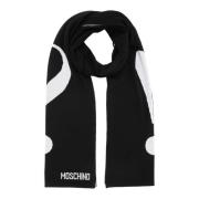 Abstracte Wollen Sjaal met Logo Moschino , Black , Dames