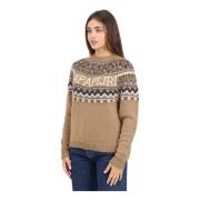 Retro Jacquard Trui Bruin Vrouwen Napapijri , Brown , Dames