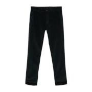 Blauwe Corduroy Broek Taps Toelopende Pijp Incotex , Blue , Heren