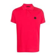 Rode Katoenen Poloshirt Moncler , Red , Heren