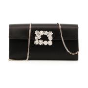 Kristallen Bloem Envelop Clutch Tas Roger Vivier , Black , Dames