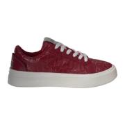 Bordeaux Monogram Sneaker met Logo Gcds , Red , Dames