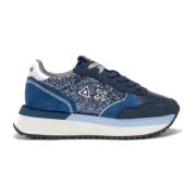 Glitter Sneaker Marineblauw Suède Sun68 , Blue , Dames