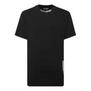 Katoenen Korte Mouw Logo T-Shirt Plein Sport , Black , Heren