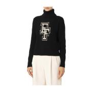 Wollen Coltrui met College-Stijl Letters Elisabetta Franchi , Black , ...