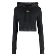 Vintage Katoenen Hoodie met Metalen Detail Diesel , Black , Dames