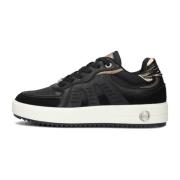 Zwarte leren sneakers met ponyhair detail Mexx , Black , Dames