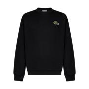 Zwarte Sweater Loose Fit Badge Lacoste , Black , Heren