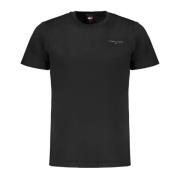 Kortemouw Logo Print Katoenen T-Shirt Tommy Hilfiger , Black , Heren