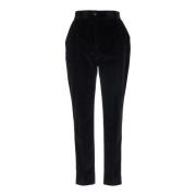 Zwarte hoge taille fluwelen broek Dolce & Gabbana , Black , Dames