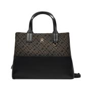 Elegante Zwarte Handtas met Gouden Details Tommy Hilfiger , Black , Da...