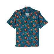 Tropische bloemen linnen bowling shirt voor heren Vilebrequin , Multic...