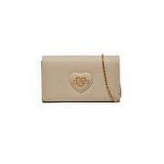 Hart Clutch Tas met Gouden Logo Love Moschino , Beige , Dames