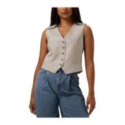 Crème Mouwloos Blazer Vest Selected Femme , Beige , Dames