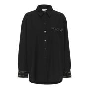 Zwarte Blouse met Stoere Details Gestuz , Black , Dames