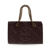 Bordeaux Diamantgestikte Leren Tas Tory Burch , Red , Dames