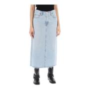 Denim Midi Rok met Rauwe Zoom Agolde , Blue , Dames