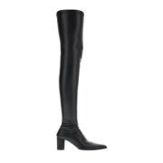 Zwarte leren dij-hoge laarzen MM6 Maison Margiela , Black , Dames