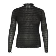 Mesh Blouse met Lange Mouwen Kaffe Curve , Black , Dames