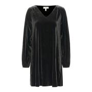 Zwarte jurk met V-hals en lange mouwen Part Two , Black , Dames