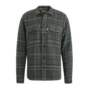 Wafel Check Overshirt Regular Fit Cast Iron , Green , Heren