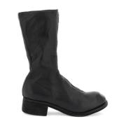 Leren laarzen met ritssluiting Guidi , Black , Dames