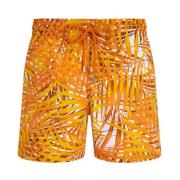 Korte palmblader stretch zwemshorts voor heren Vilebrequin , Orange , ...