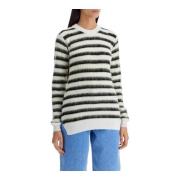 Gestreepte Mohair Crewneck Pullover Marni , Multicolor , Dames