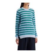 Gestreepte Wol Crewneck Pullover Marni , Blue , Dames