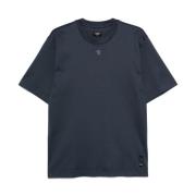 Blauw Logo Plaque Crew Neck T-shirt Fendi , Blue , Heren