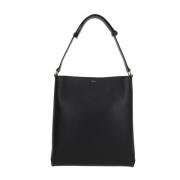 Zwarte leren tas met gouden hardware Plan C , Black , Dames