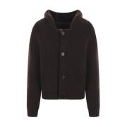 Hooded Cashmere Cardigan Sweater Meta Campania Collective , Brown , He...