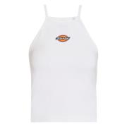 Logo Print Katoenen Crop Top Dickies , White , Dames